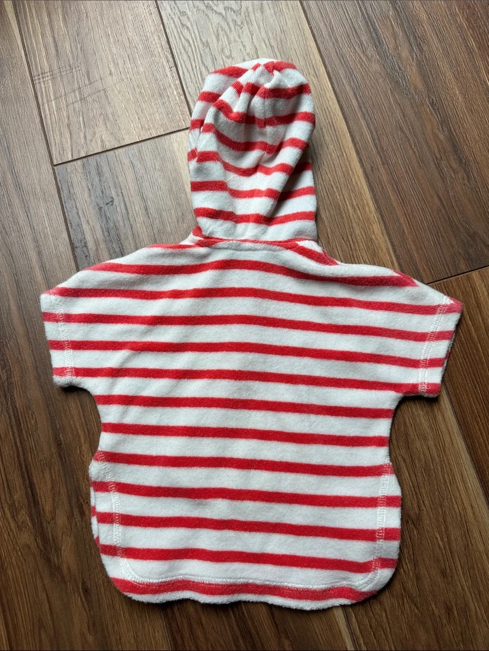 Baby Boden Red & White Striped Hooded Swim Poncho